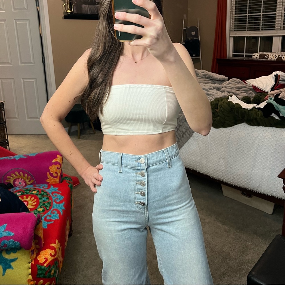 Cotton Candy LA | Ivory Strapless Top | Medium